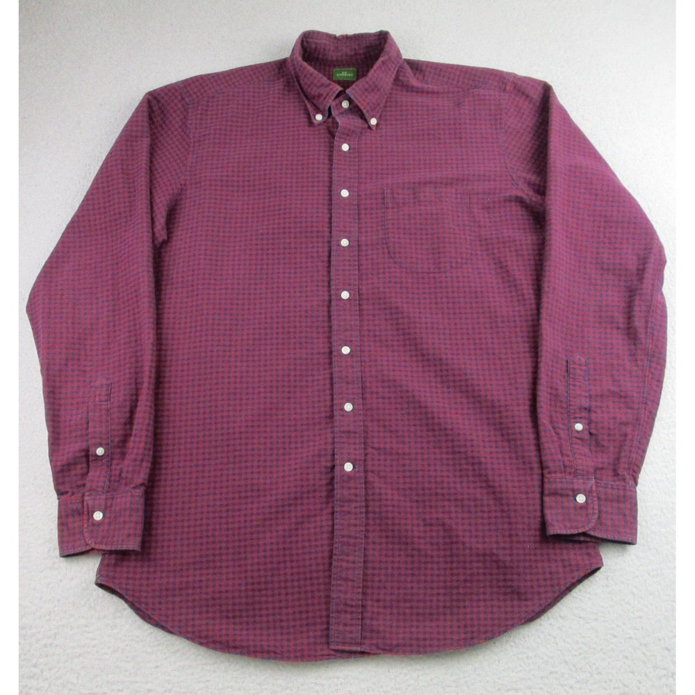 Sid Mashburn Shirt Mens XL Red Blue Gingham Button Down Cotton Pocket